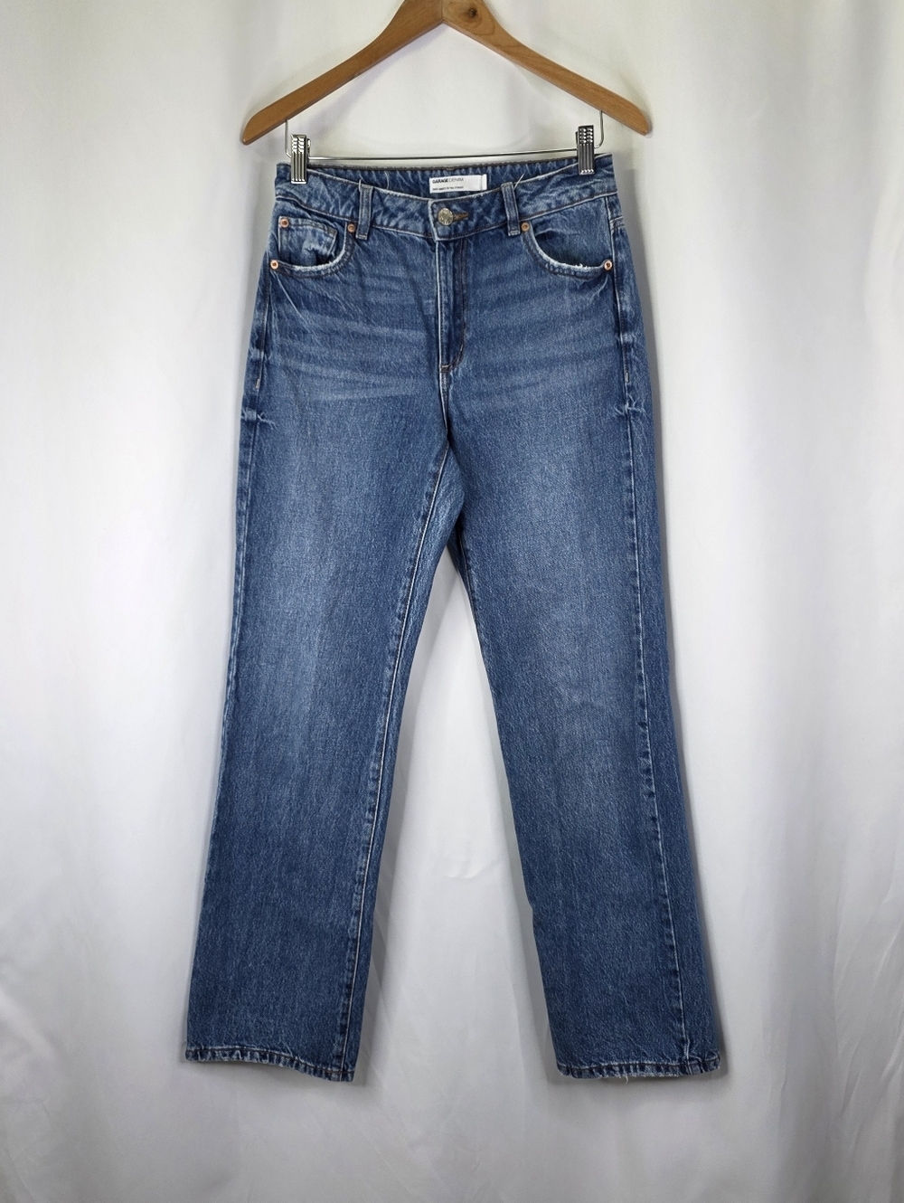 Garage Denim Juniors Size 3 90s Straight Jeans Washed Charlie Blue Mid Cotton - Picture 2 of 15